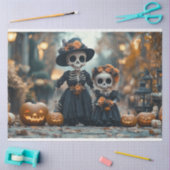 Decoupage Skeleton Mom en het Kinder landschap Tissuepapier (Craft)