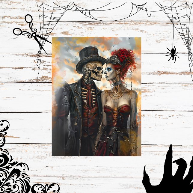Decoupage Skeleton Paar Steampunk Scrapbook Pape (Creator heeft geüpload)