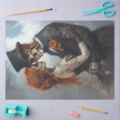Decoupage Skeleton Paar Trouwdag Victoriaans Tissuepapier (Craft)