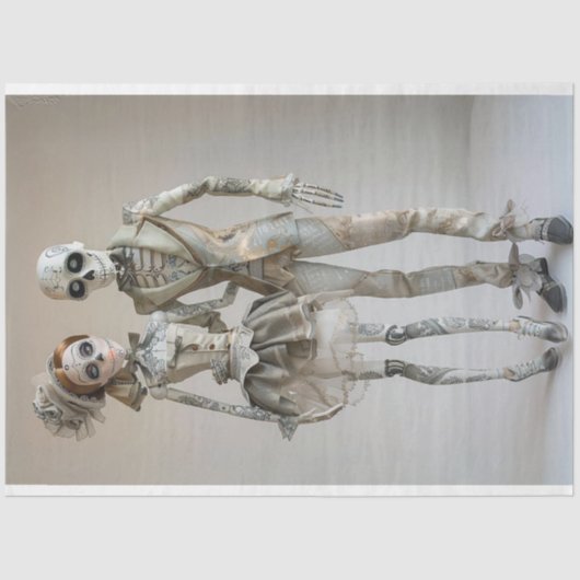 Decoupage Skeleton Paar Verliefd Tissuepapier (Voorkant)