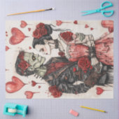 Decoupage Skeleton Paar Vieren Valentijn Tissuepapier (Craft)