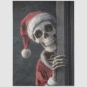 Decoupage Skeleton Santa Claus Lurking Peeking Art Tissuepapier (Voorkant)