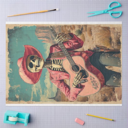 Decoupage Skeleton Sombrero Gitaarspeler Tissuepapier (Craft)
