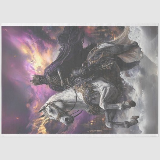 Decoupage Skeleton Witte Paard Gotische Stijl Tissuepapier (Voorkant)