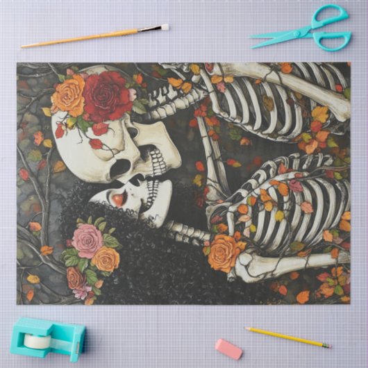 Decoupage Skeletons Huwelijksgeloften Tissuepapier (Craft)