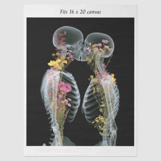 Decoupage Skeletons Kissing Fits 16x20 Canvas  Tissuepapier (Voorkant)