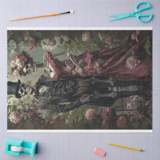 Decoupage  Skeletten Dag van de Dood Tissuepapier (Craft)