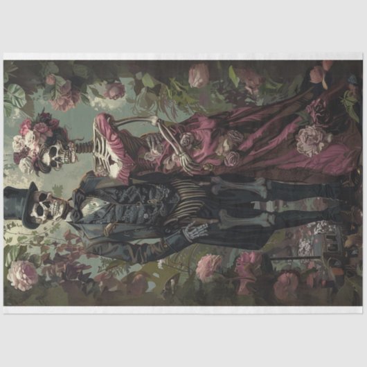 Decoupage Skeletten Dag van de Dood Tissuepapier (Voorkant)