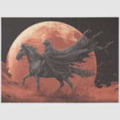 Decoupage Skelton Black Red Moon Rider Halloween Tissuepapier (Voorkant)