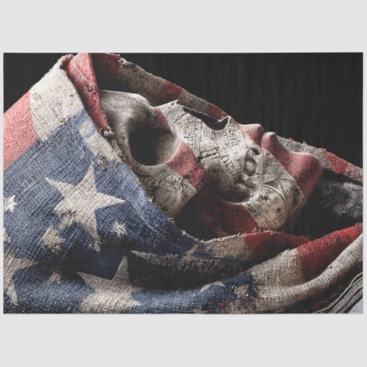 Decoupage Skull Amerikaanse vlag impressie Tissuepapier (Voorkant)