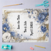Decoupage Sla de datum op Blue Floral Boarder Tissuepapier (Craft)