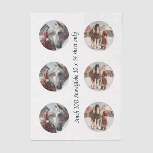 Decoupage Sneeuwbol Sint & Paard Tissuepapier (Voorkant)