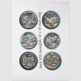 Decoupage Sneeuwbol Vormpjes Winterdorp 3" Tissuepapier