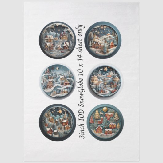 Decoupage Sneeuwbol Vormpjes Winterdorp 3" Tissuepapier (Voorkant)