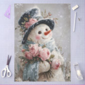 Decoupage Sneeuwman met Roze Rozen Tissuepapier (Craft)