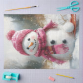Decoupage Sneeuwman Roze Sjaal Sleeding Tissuepapier (Craft)