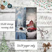 Decoupage Snow Church Red Truck Runner Sleds Tissuepapier
