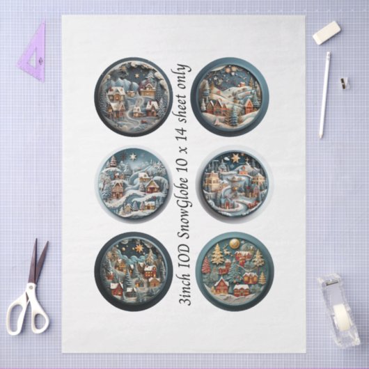 Decoupage Snow Globe Moulds Winter Village 3" Tissuepapier (Craft)