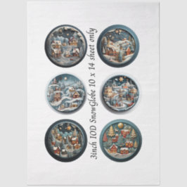 Decoupage Snow Globe Moulds Winter Village 3" Tissuepapier