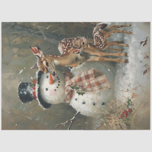Decoupage Snowman & Reindeer Snowy Woodlands Tissuepapier (Voorkant)