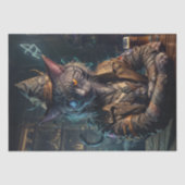 Decoupage - Sorceror kat in steampunk kleding - Tissuepapier (Voorkant)