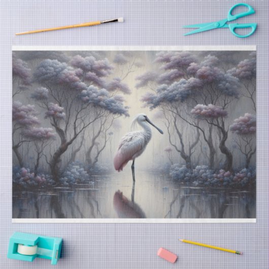 Decoupage, Spoonbill Bird, Weefselpapier Tissuepapier (Craft)