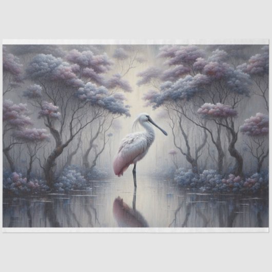 Decoupage, Spoonbill Bird, Weefselpapier Tissuepapier (Voorkant)