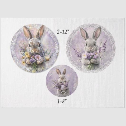 Decoupage Spring Lavender Rabbit Easter 12" Rounds Tissuepapier (Voorkant)