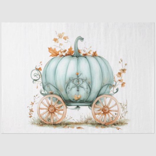 Decoupage  Sprookje Sage Green Carriage Tissuepapier (Voorkant)