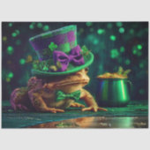 Decoupage St. Patrick's Ierse Lucky Frog Pot Goud Tissuepapier (Voorkant)