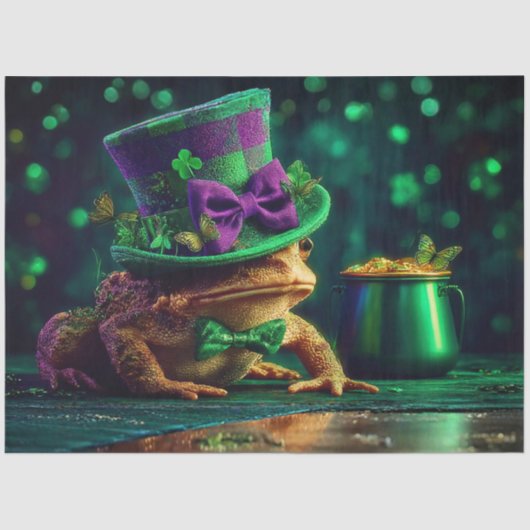 Decoupage St. Patrick's Irish Lucky Frog Pot Gold Tissuepapier (Voorkant)