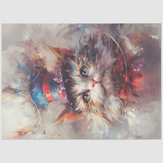 Decoupage Stars & Strips Whiskers Cat Nederland Tissuepapier (Voorkant)