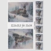 Decoupage Steam Engine Christmas Train Collage Tissuepapier (Voorkant)
