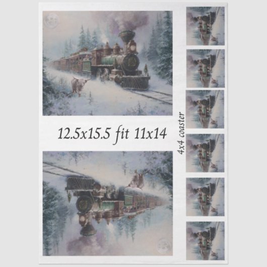 Decoupage Steam Engine Christmas Train Collage  Tissuepapier (Voorkant)
