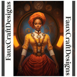 Decoupage Steampunk Afrikaanse Dame Nep Inkt 052 Tissuepapier