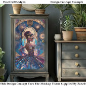 Decoupage Steampunk Ballerina Blauw Faux Mozaïek 0 Tissuepapier