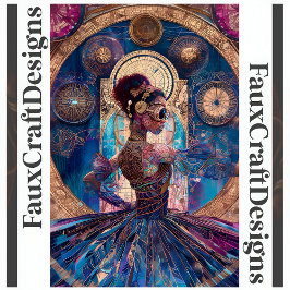 Decoupage Steampunk Ballerina Blauw Nep Mozaïek 06 Tissuepapier