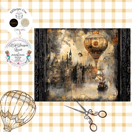 Découpage Steampunk Ballon Ierland Tissuepapier