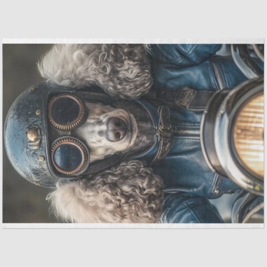 Decoupage Steampunk Blauw Standaard Poedel Tissuepapier (Voorkant)