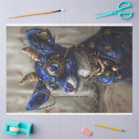 Decoupage Steampunk Blue Azure Tissuepapier (Craft)