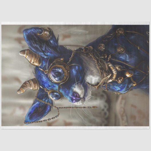 Decoupage Steampunk Blue Azure Tissuepapier (Voorkant)