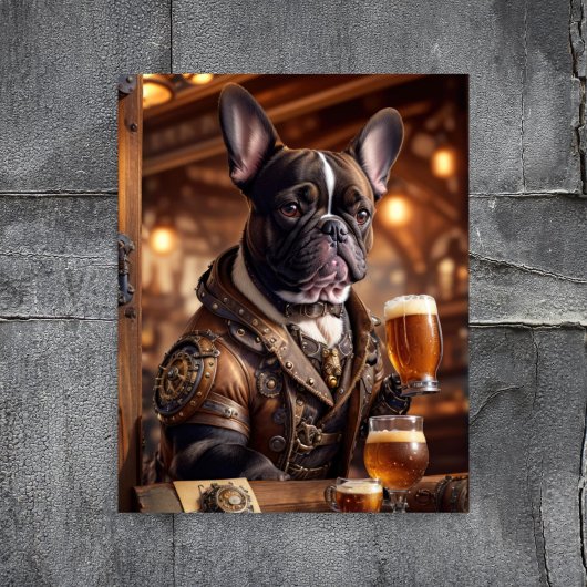 Decoupage - Steampunk buldog en bier - Tissuepapier