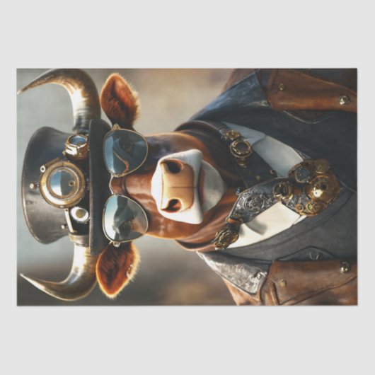 Decoupage Steampunk Bull Sir Bullington Gearhoof Tissuepapier (Voorkant)