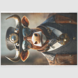 Decoupage Steampunk Bull Sir Bullington Gearhoof Tissuepapier