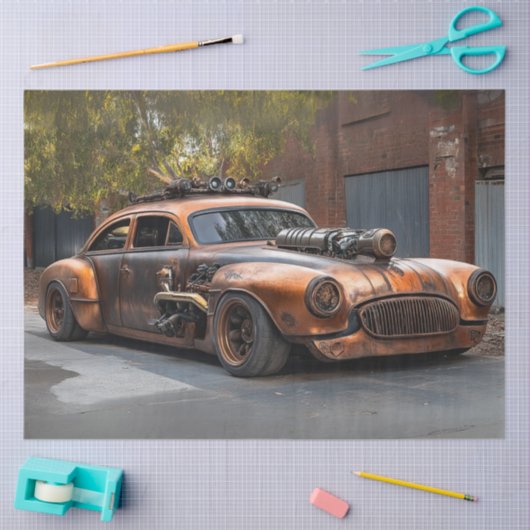 Decoupage  Steampunk Copper Car Tissuepapier (Craft)