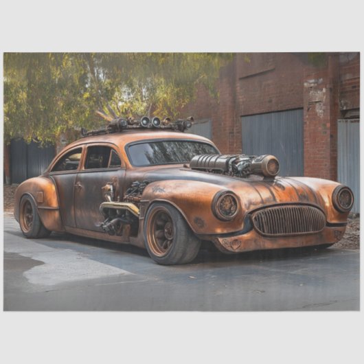 Decoupage  Steampunk Copper Car Tissuepapier (Voorkant)