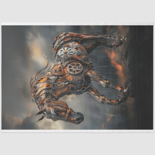 Decoupage Steampunk Copper Steed Majestic Horse Tissuepapier (Voorkant)