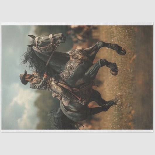 Decoupage Steampunk Cowboy Horse Rodeo Tissuepapier (Voorkant)