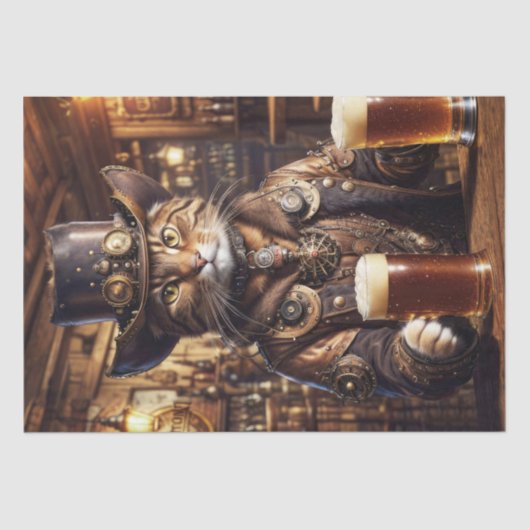Decoupage - Steampunk Cowboy kat - Tissuepapier (Voorkant)