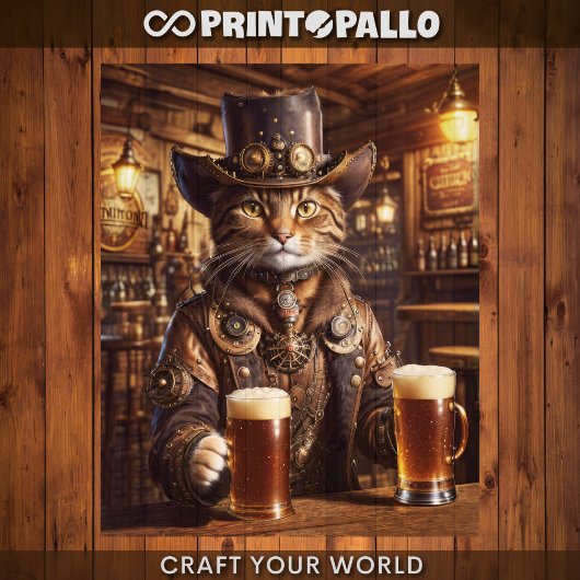 Decoupage - Steampunk Cowboy kat - Tissuepapier